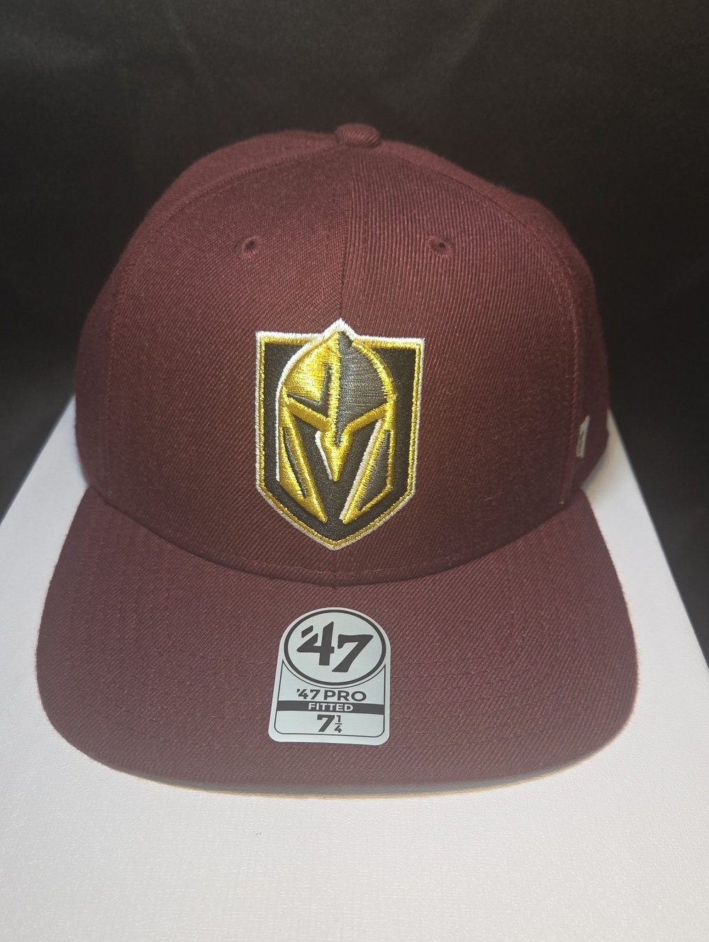 '47 Brand Vegas Golden Knights Pro Fitted Hat Burgundy Gold Shield 7 1/4
